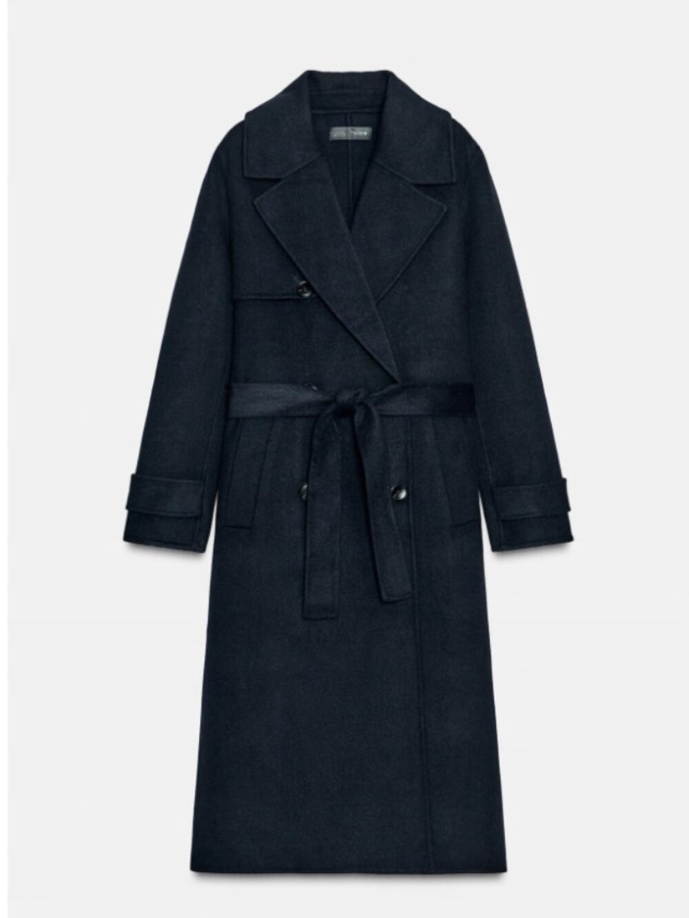 Zara whool coat with Belt  navy blue- xlarge